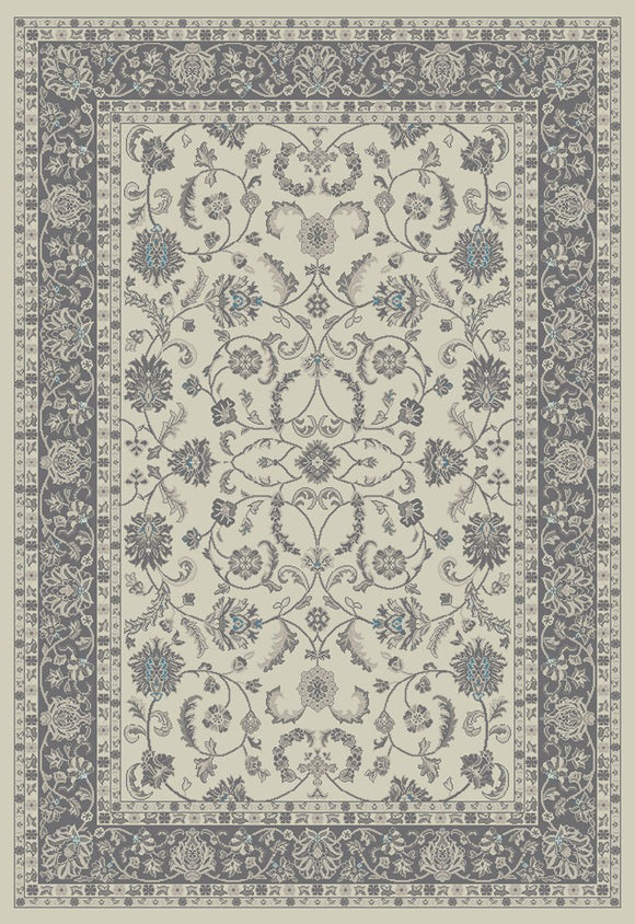8'x10' Stratford Keshan Ivory Area Rug. The Stratford collection features beautiful modern gray, ivory, and blue tones that are sure to add warmth to any living space.  The yarn is made from 100% polypropylene for strength and durability.