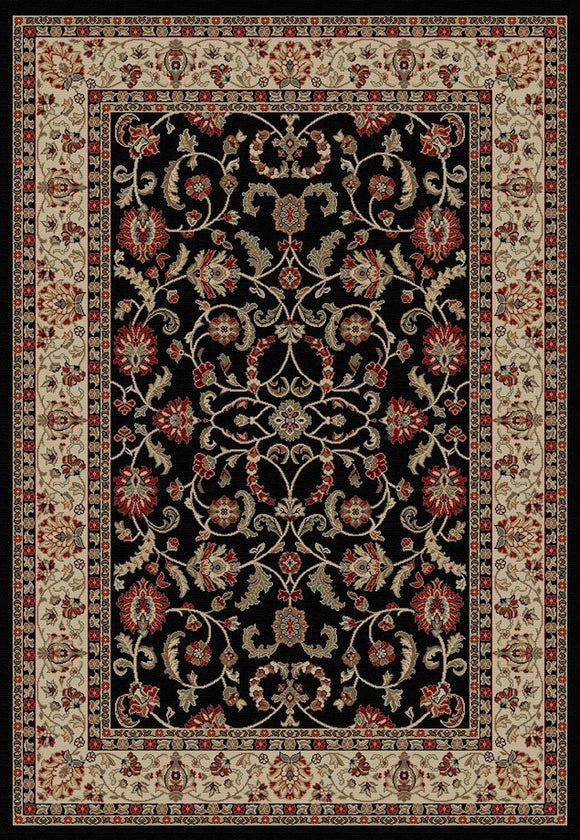9'x13' Home Town Classic Keshan Ebony Area Rug. The Hometown Collection is made of 100% polypropylene. The traditional and transitional designs make them ideal to match any décor.