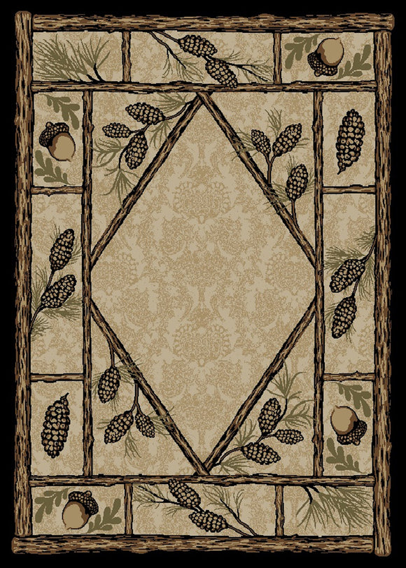 8'x10' American Destination Brasstown Bald Multi Area Rug. The American Destination collection features a 100% polypropylene pile and is stain resistant. The lodge designs are sure to add rustic charm to your home.